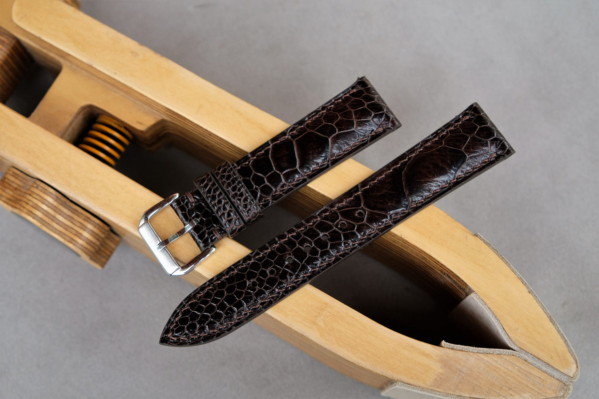 chocolate ostrich leather watch strap