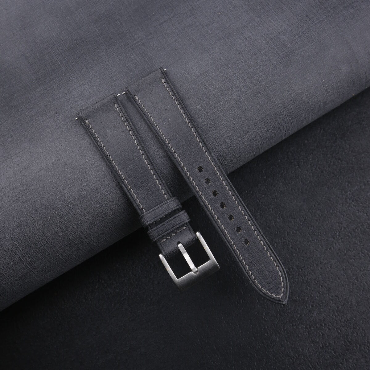 dark grey babele leather watch strap
