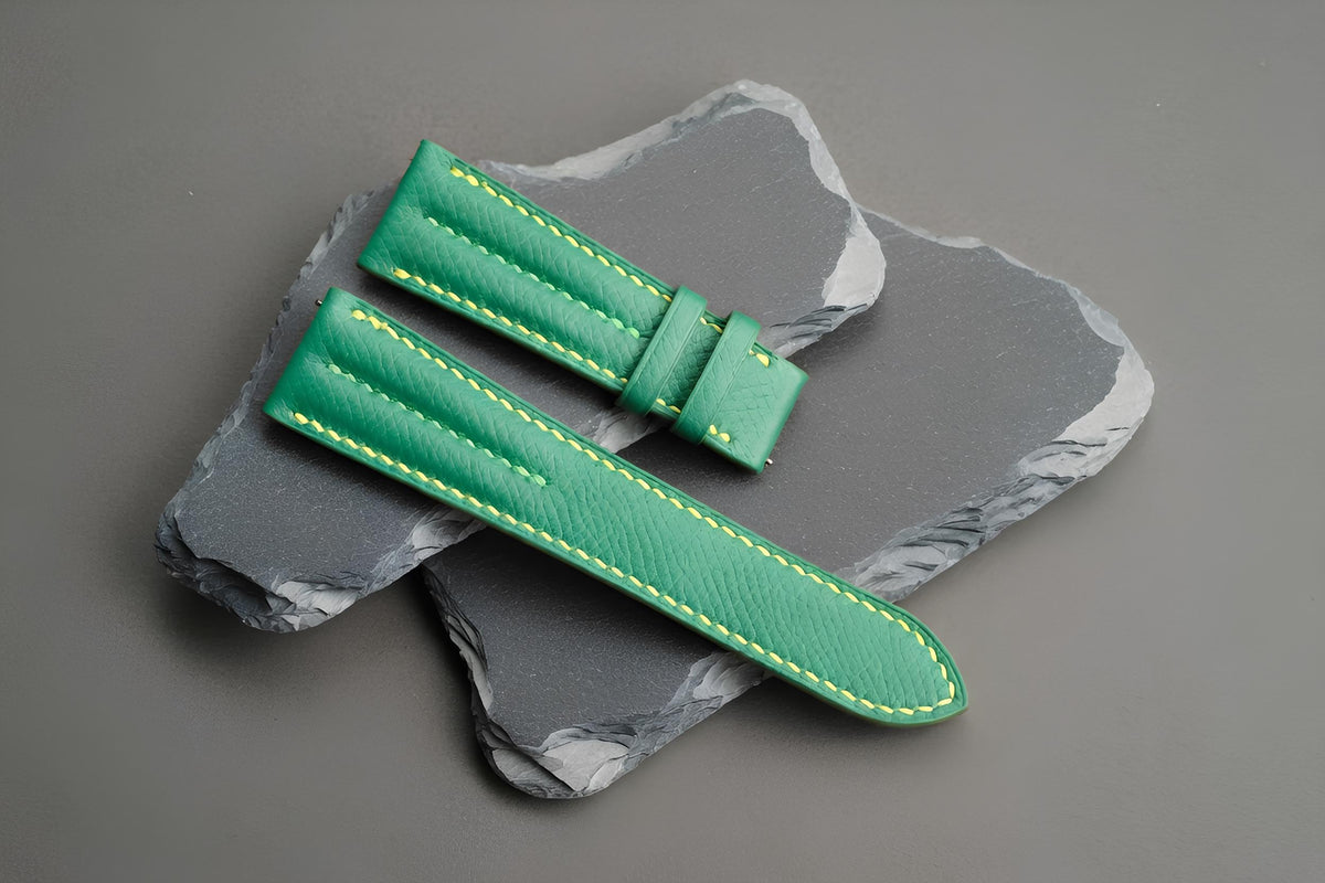 green epsom leather watch strap