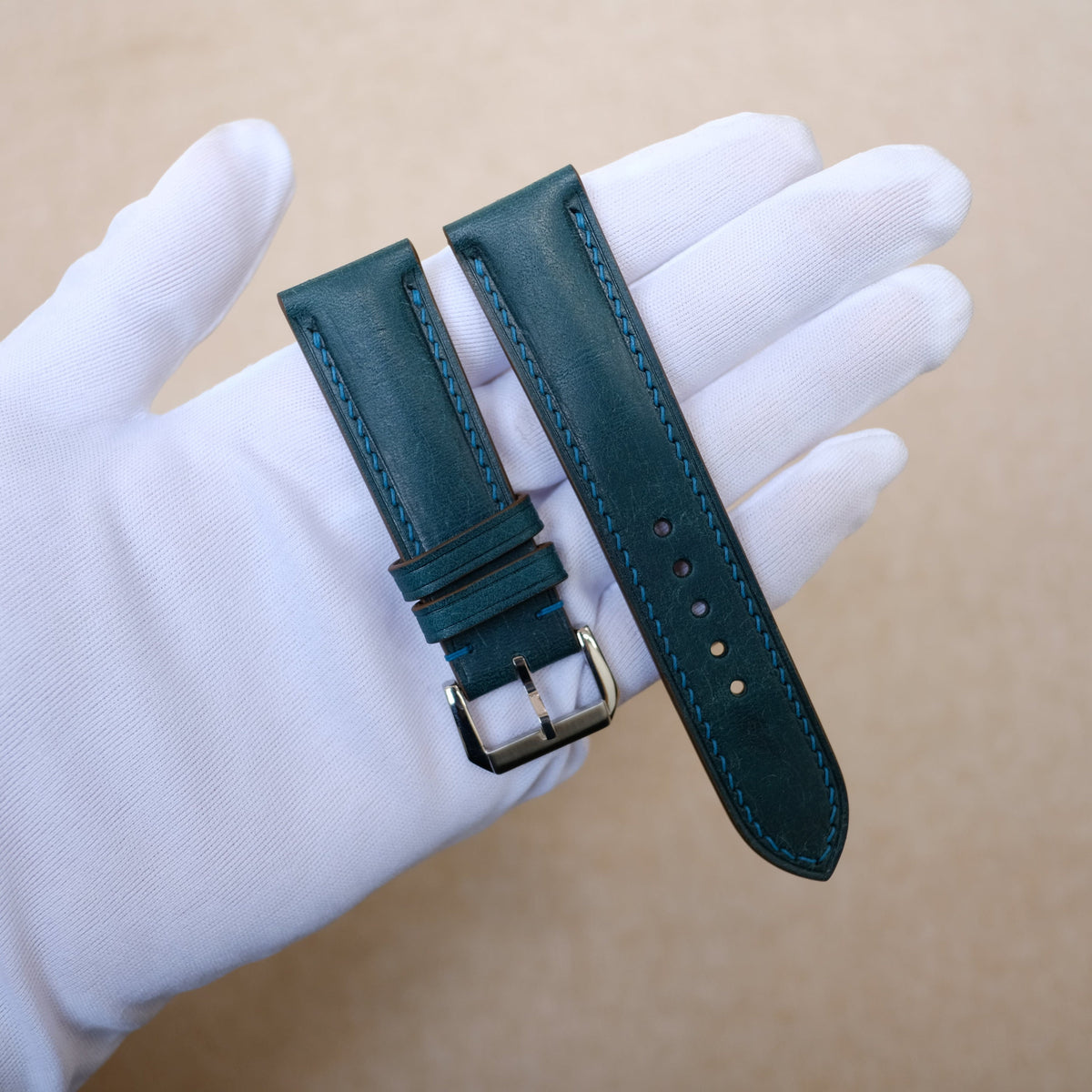 blue pueblo leather watch strap