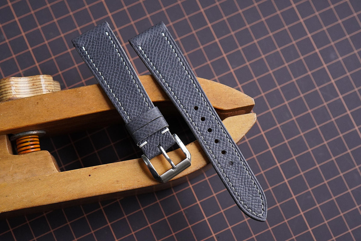 dark gray epsom leather watch strap