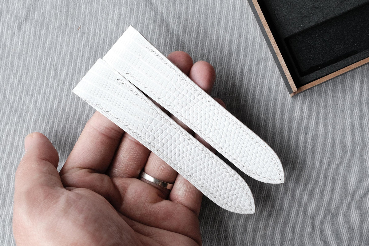 white lizard leather watch strap