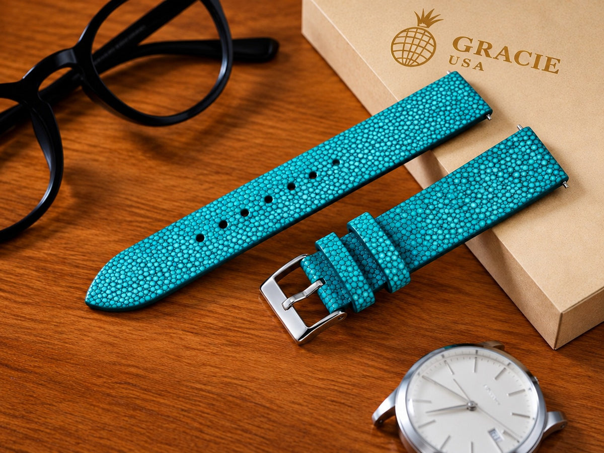 turquoise stingray leather watch strap