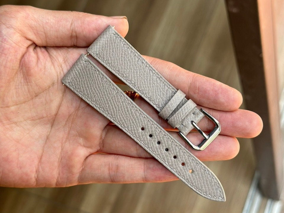gray epsom leather watch strap