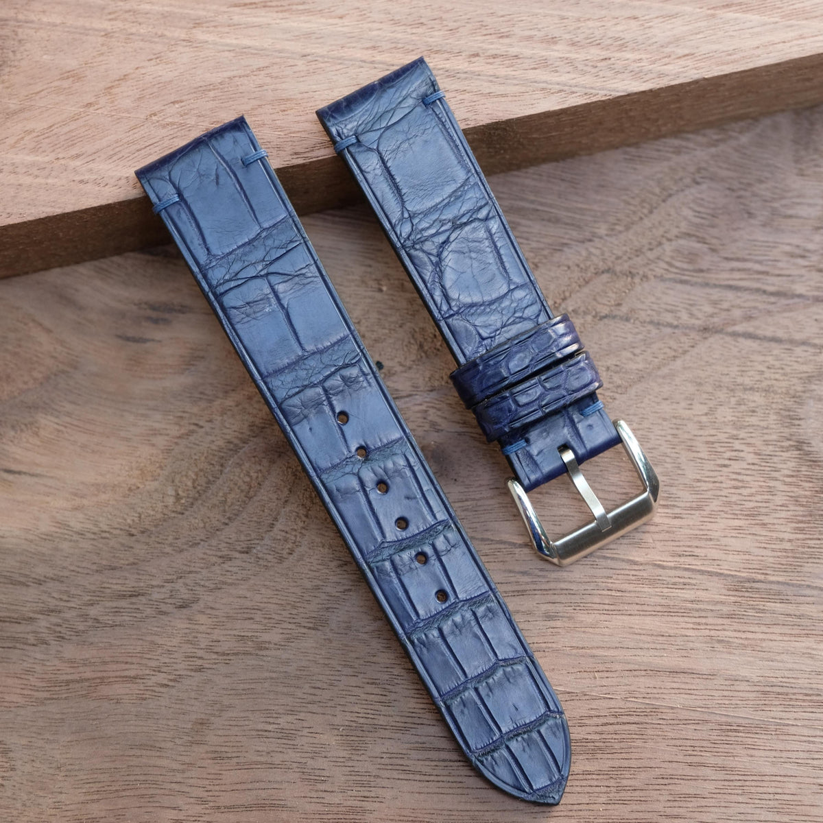 navy alligator leather watch strap