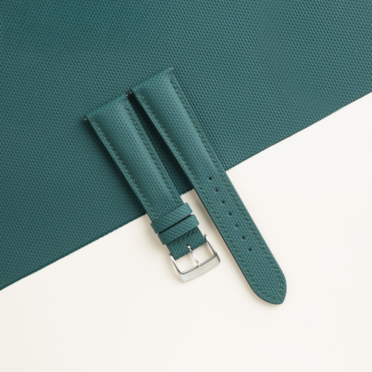 aqua green sailcloth rubber leather watch strap