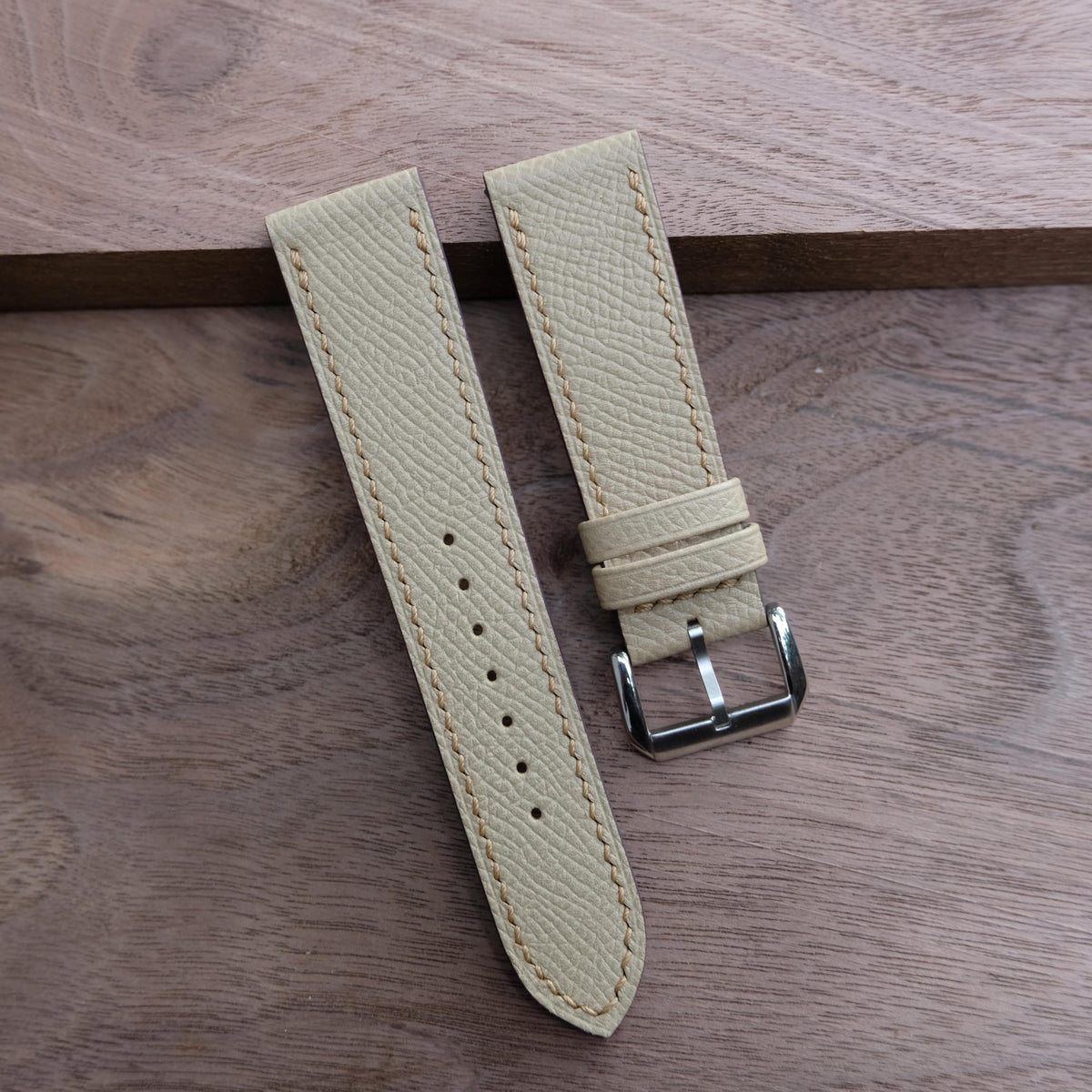 beige epsom leather watch strap
