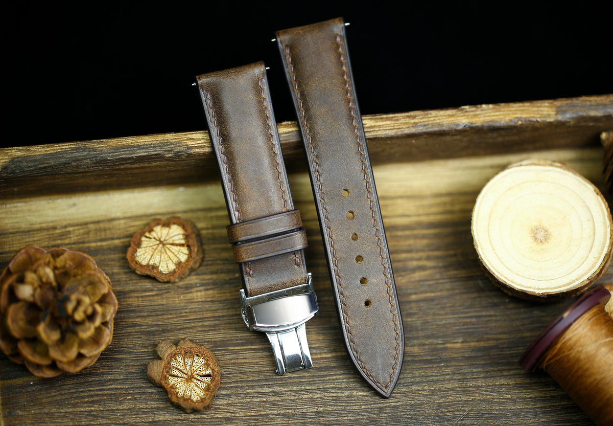 waxy brown maya leather watch strap