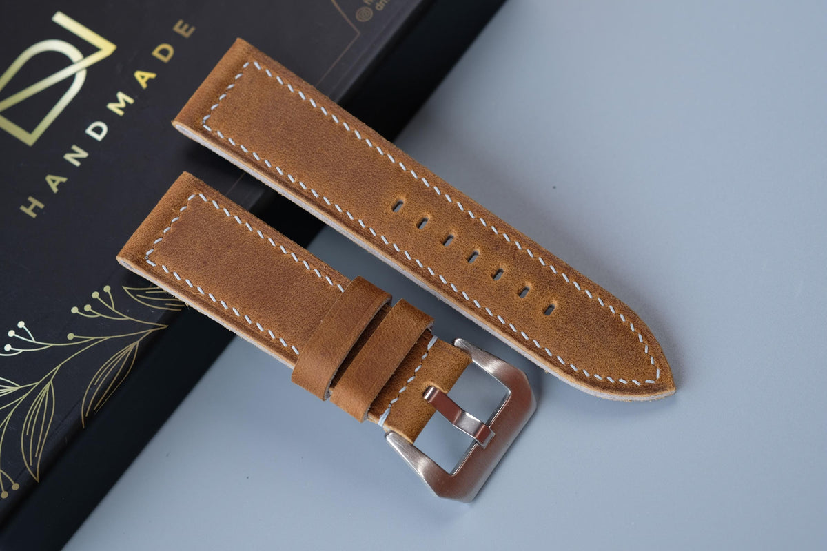 brown waxed leather watch strap