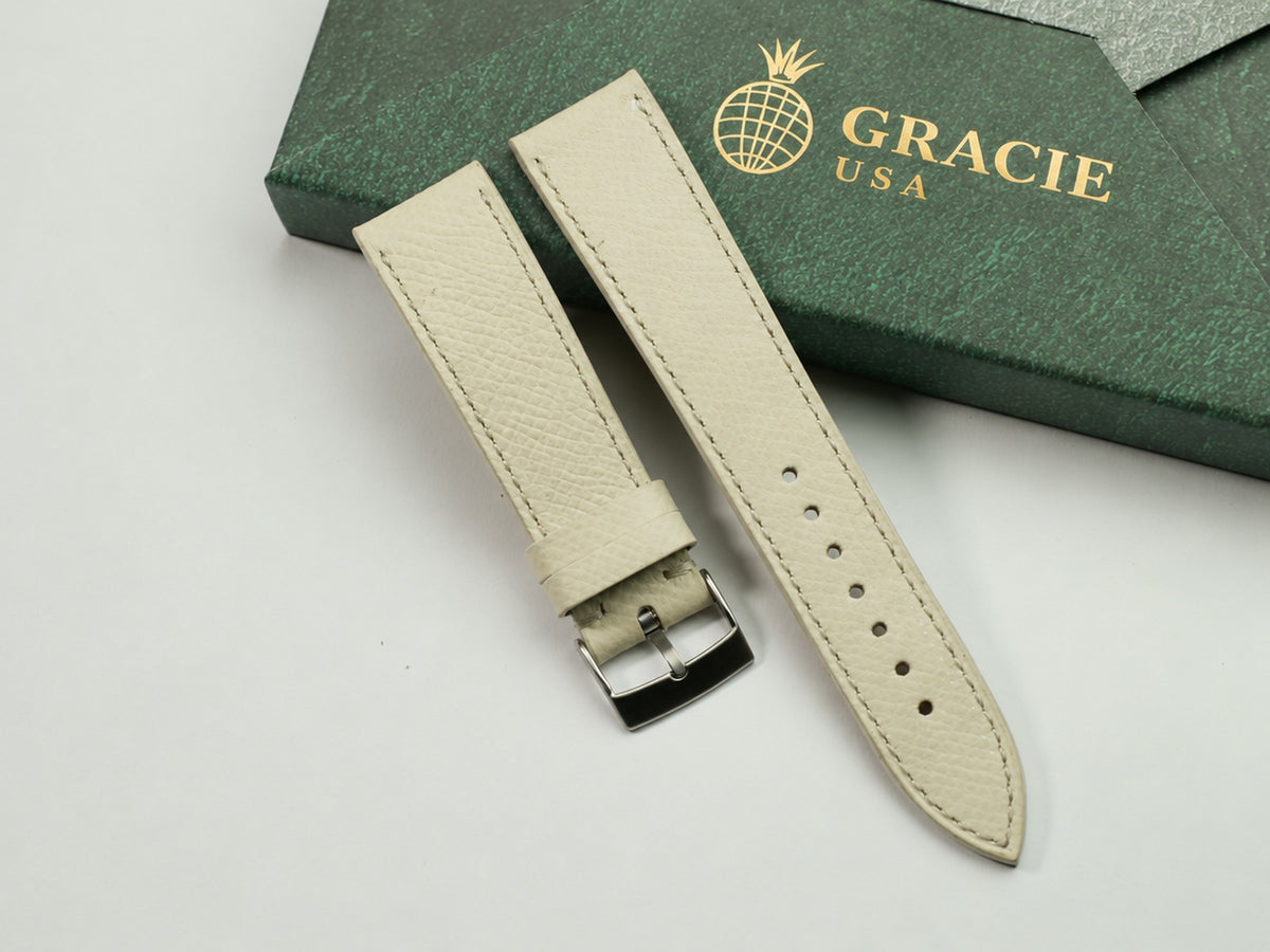 cream epsom leather watch strap