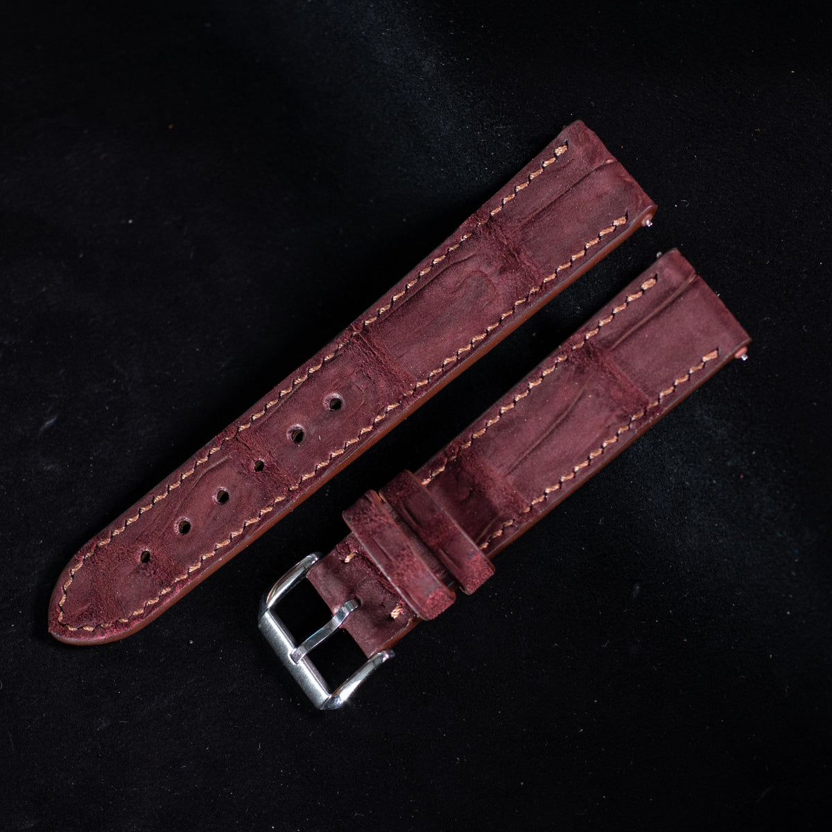 burgundy nubuck leather watch strap