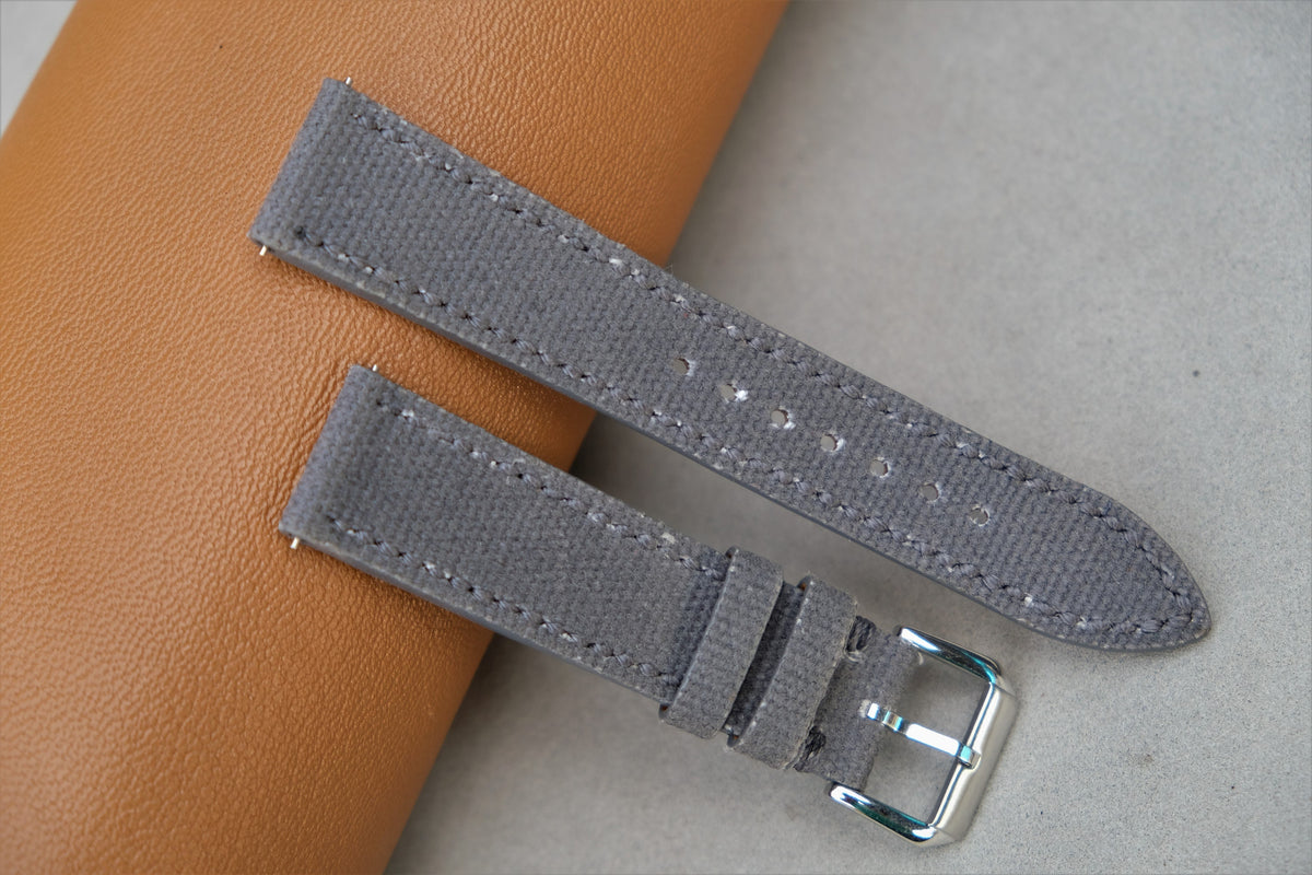 dark gray canvas leather watch strap