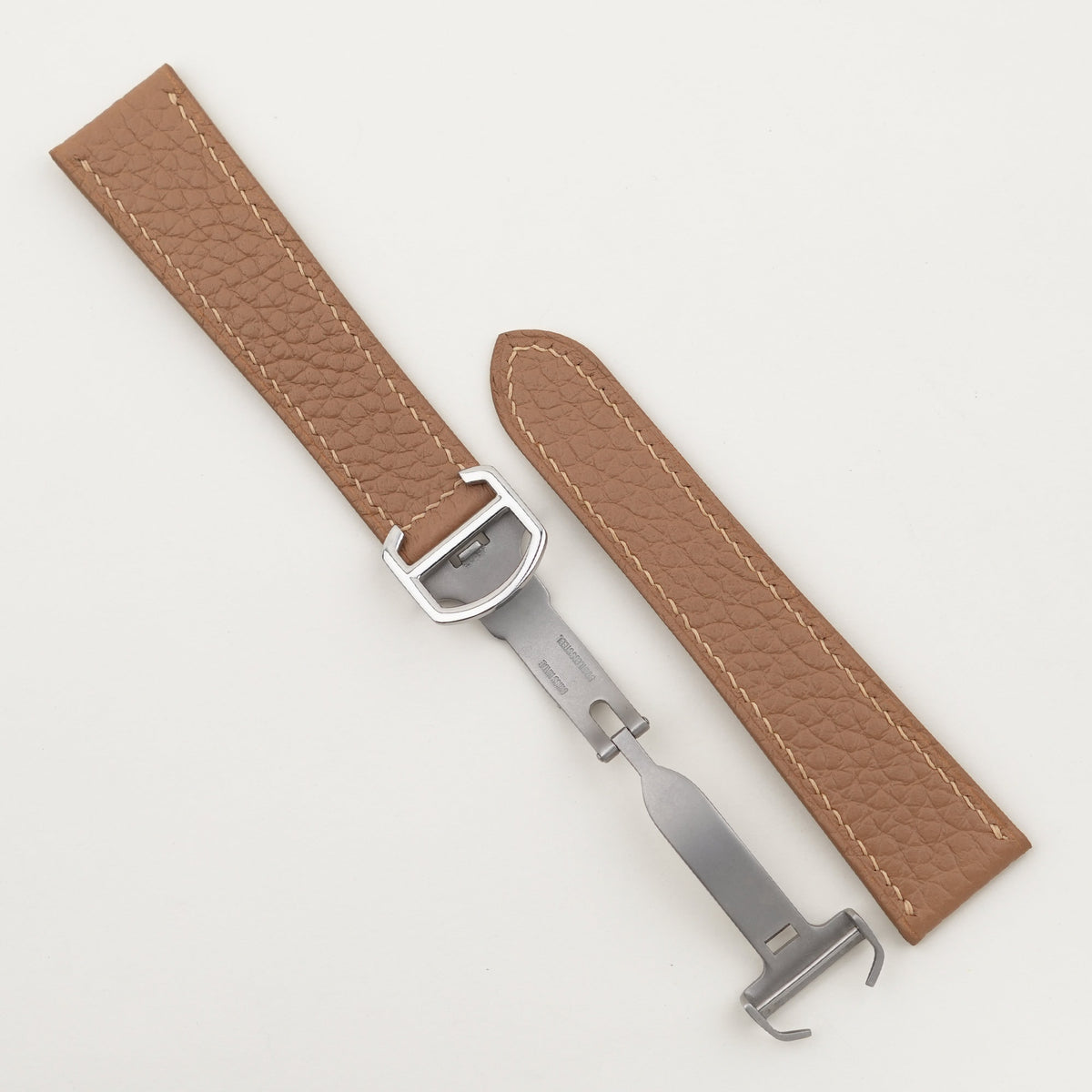 beige togo leather watch strap