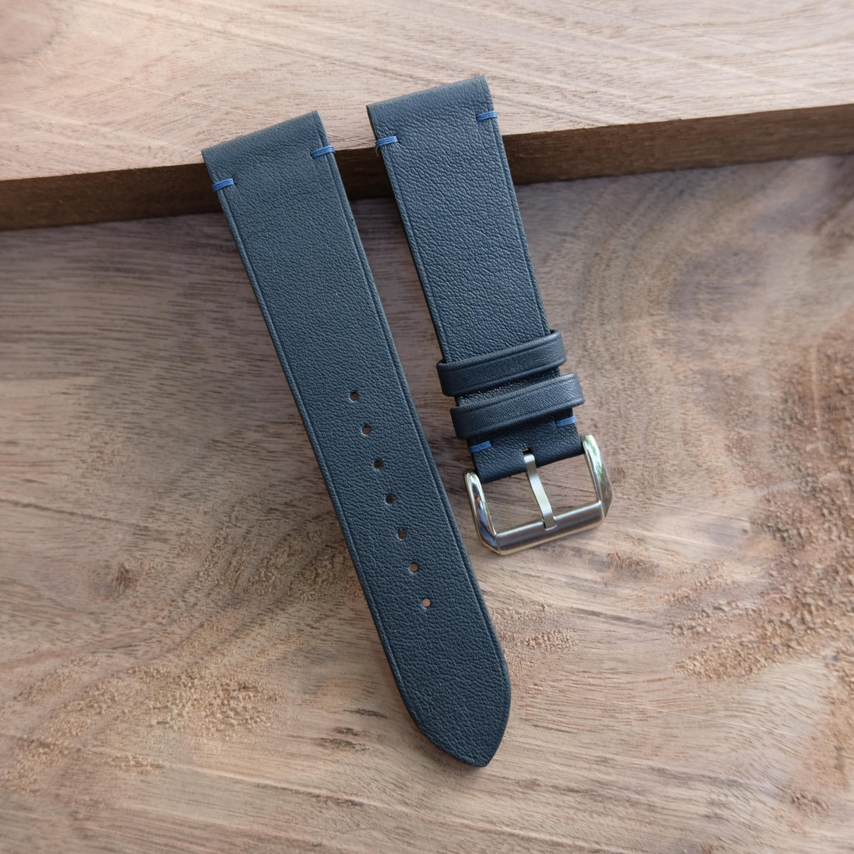 dark navy swift leather watch strap