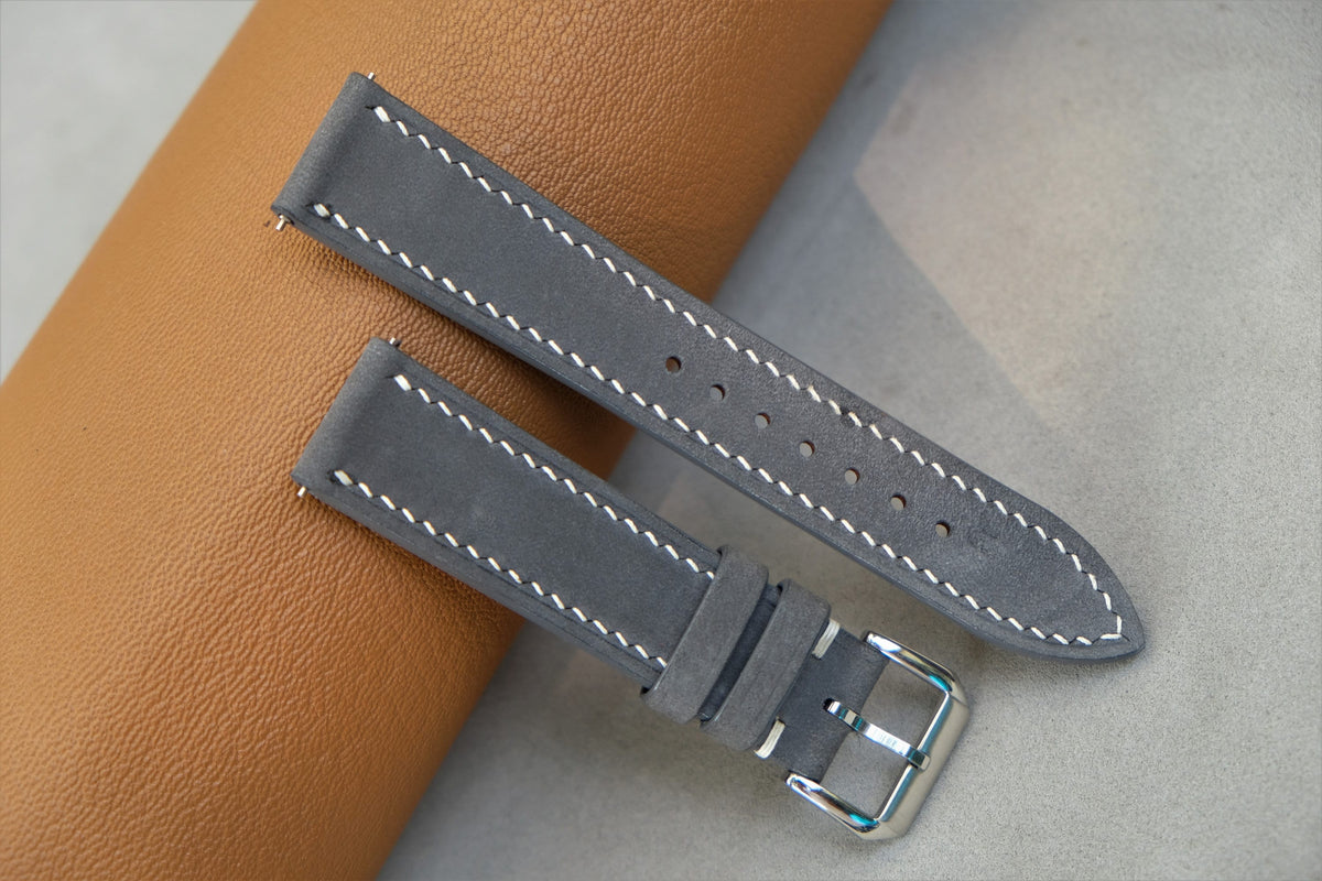 gray nubuck leather watch strap