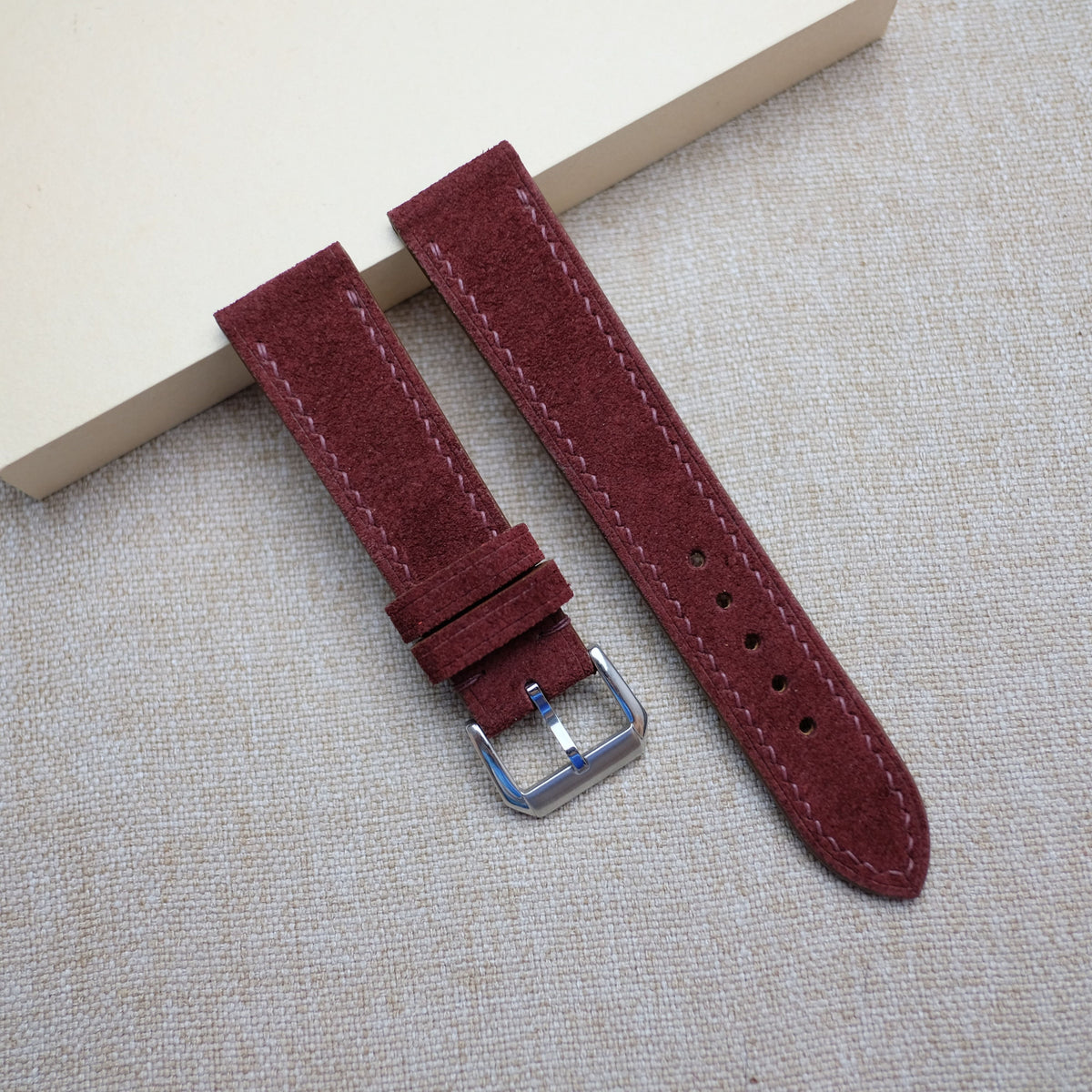 burgundy suede leather watch strap