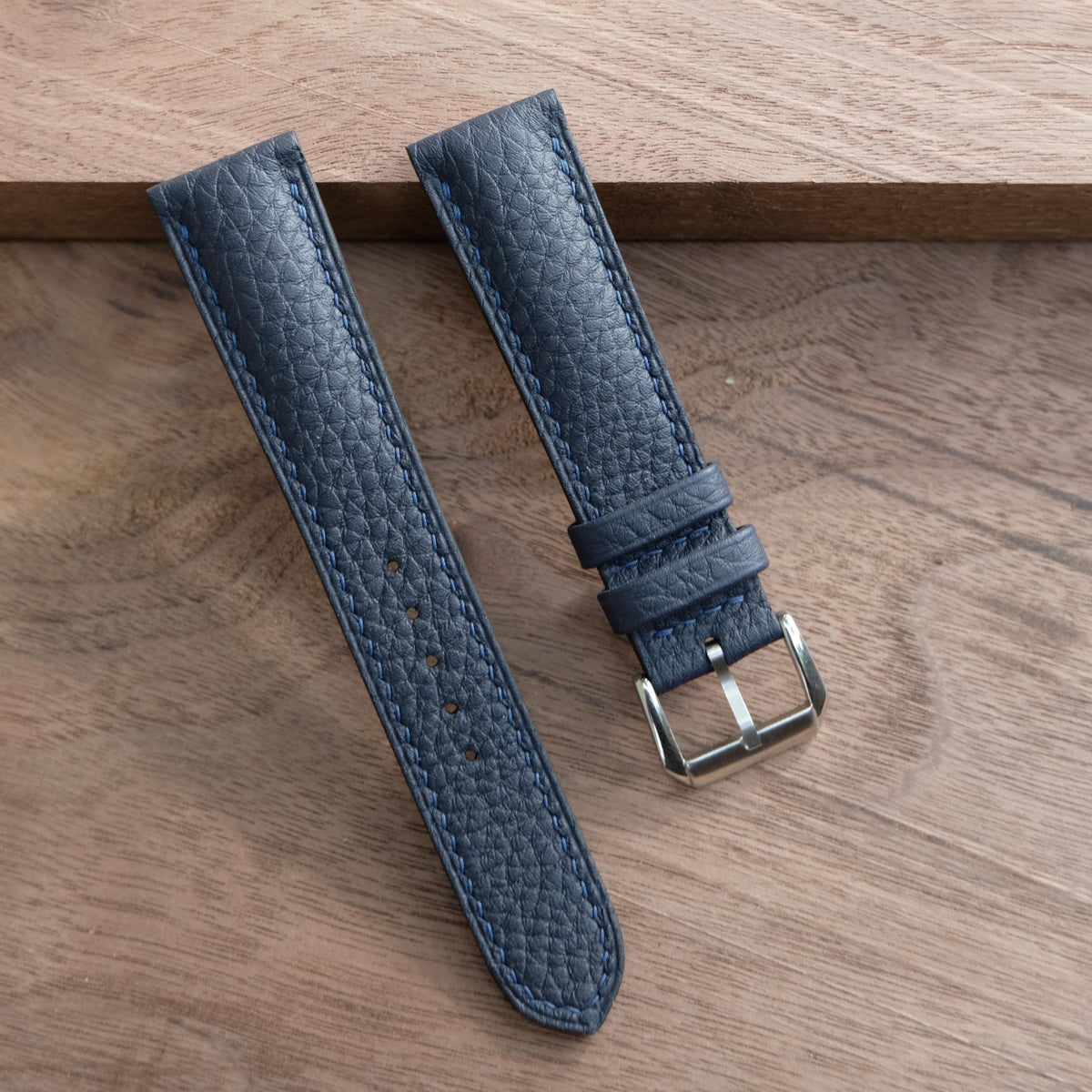navy blue togo leather watch strap