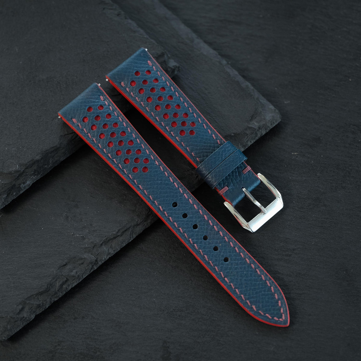 navy blue epsom leather watch strap