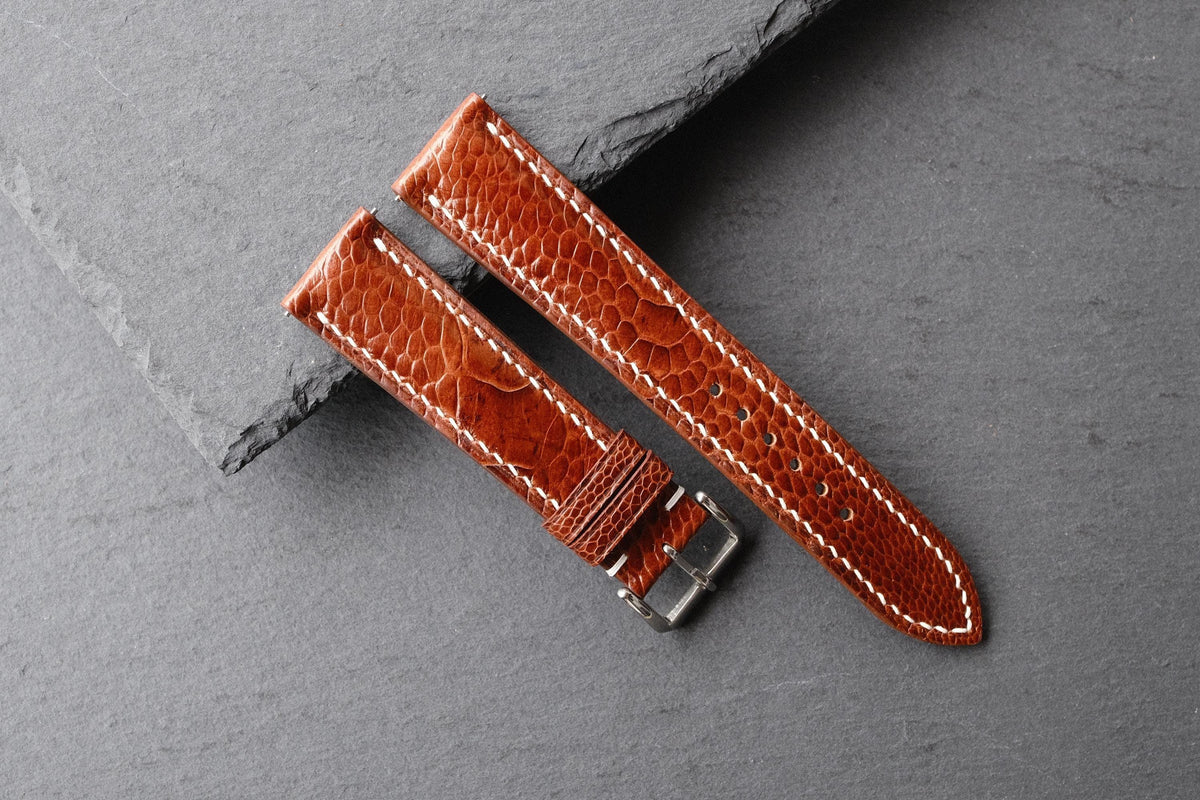 cognac ostrich leather watch strap