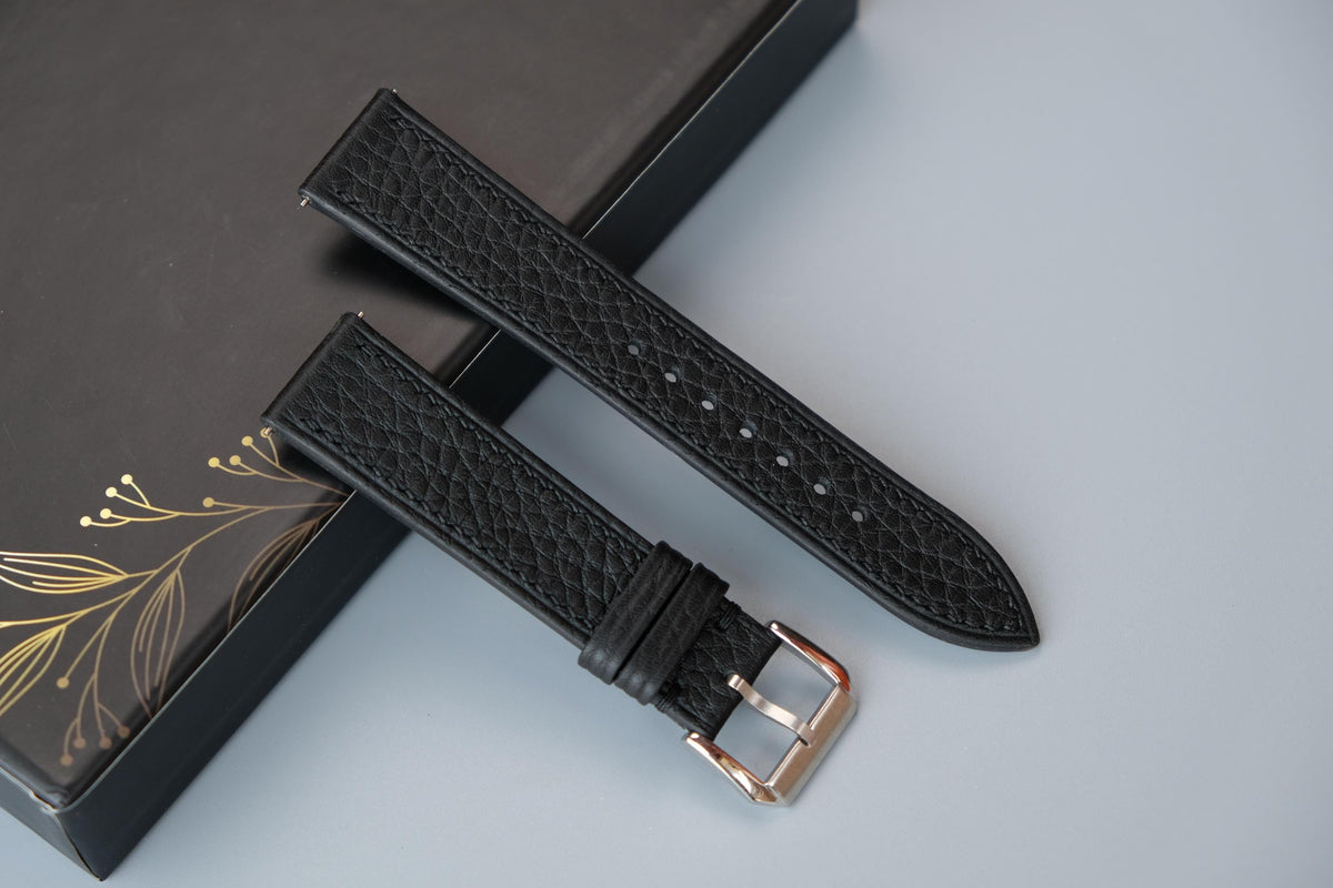 black togo leather watch strap
