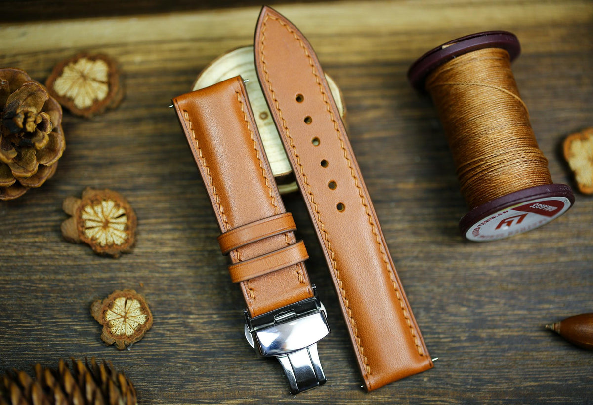light brown maya leather watch strap