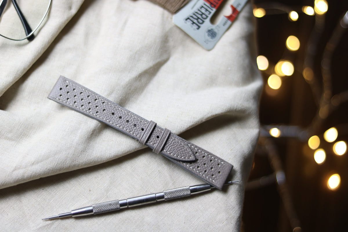 grey epsom leather watch strap