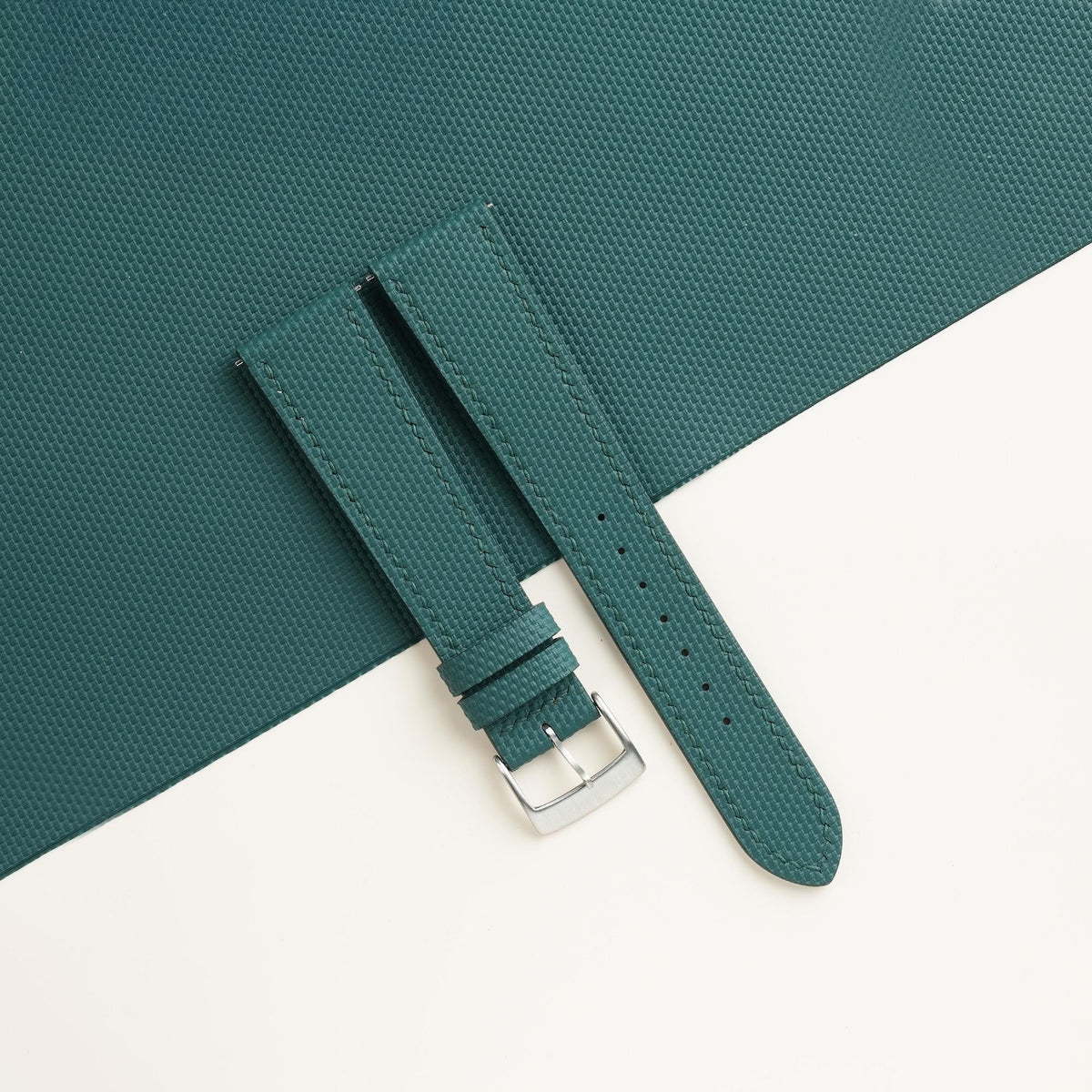aqua green sailcloth rubber leather watch strap