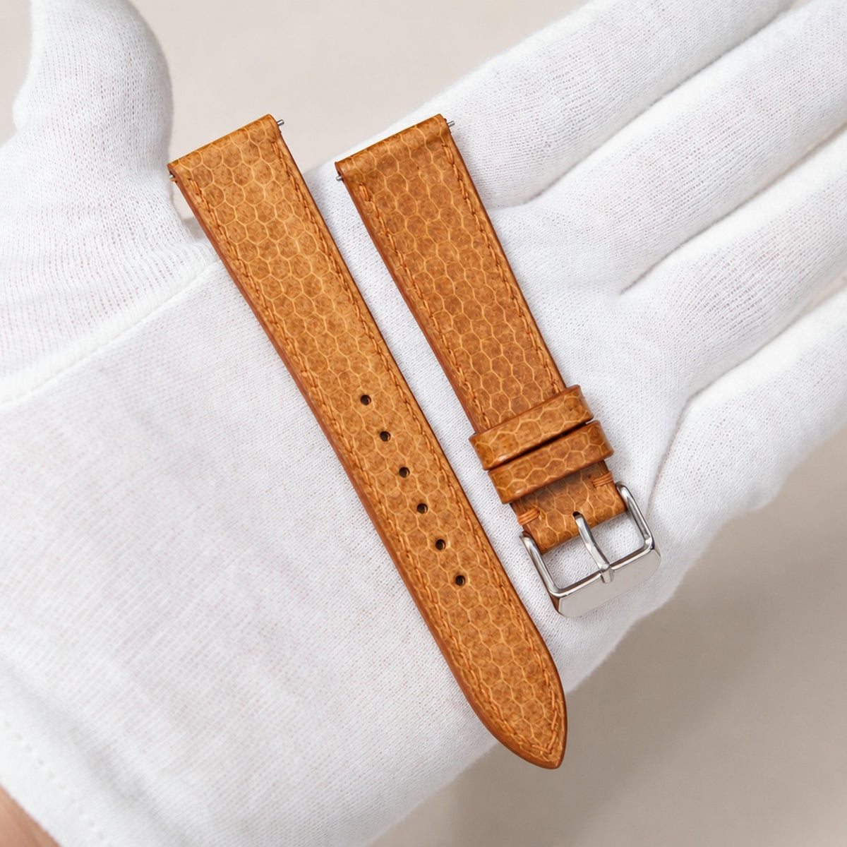 honey brown sea snake leather watch strap