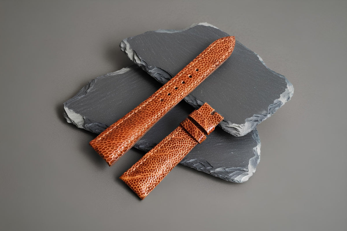 brown ostrich leg leather watch strap