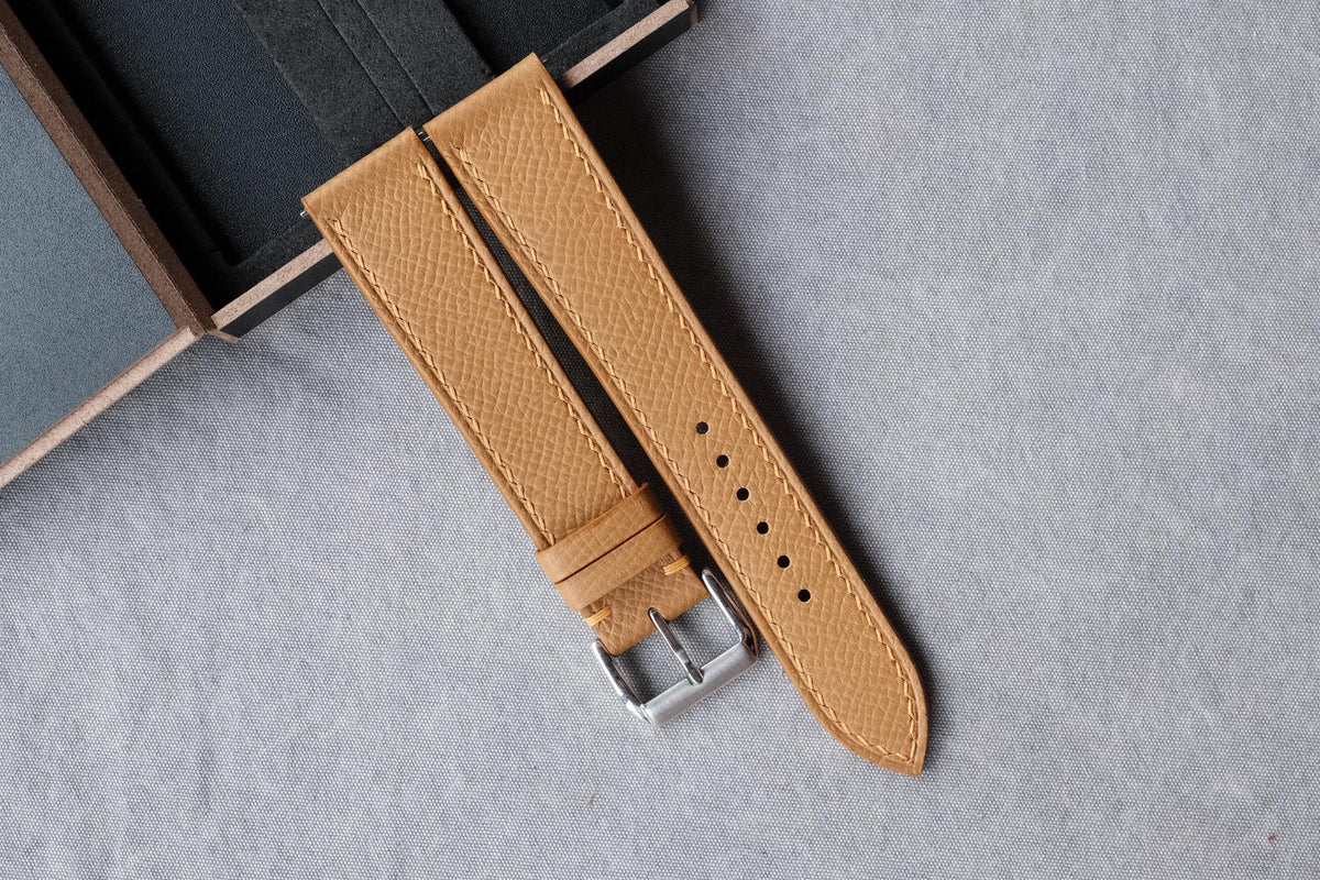 camel epsom leather watch strap