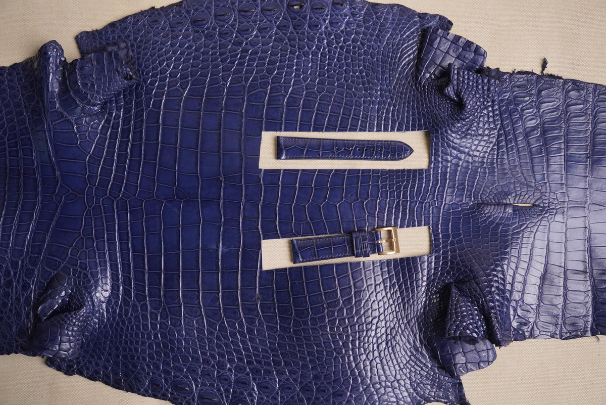 blue navy alligator leather watch strap