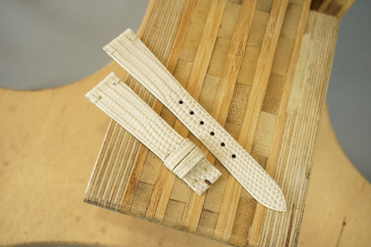 beige lizard leather watch strap