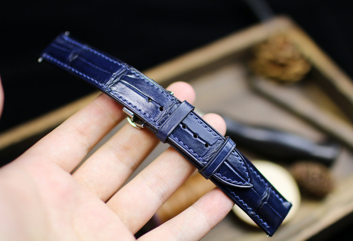 navy blue alligator leather watch strap – photo 2