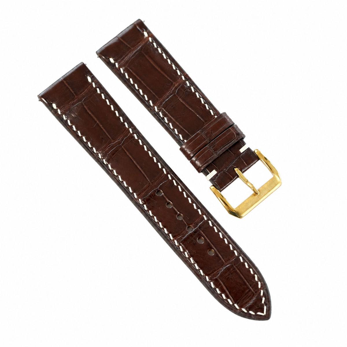 Flat Mahogany Brown Alligator Leather Watch Strap