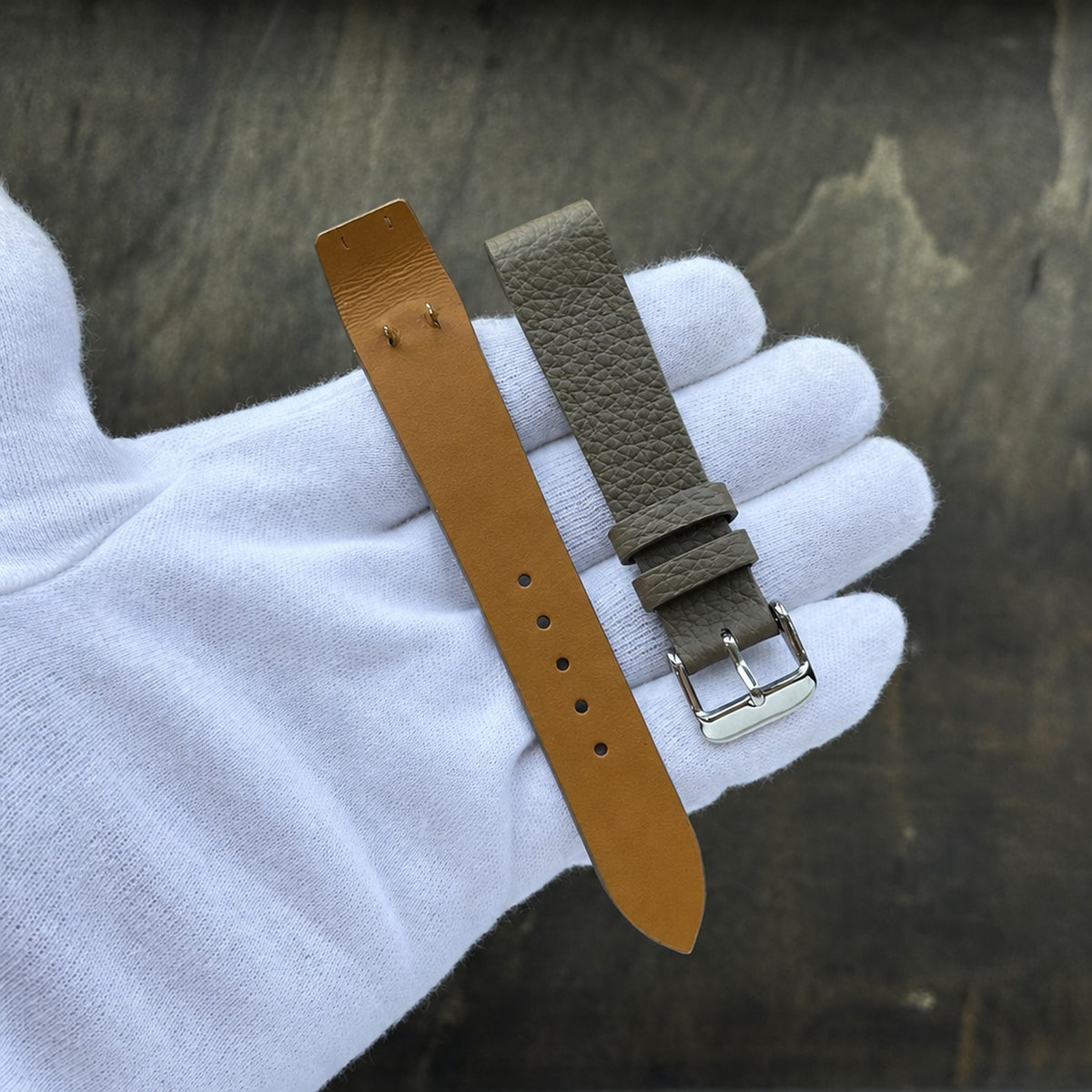 taupe togo leather watch strap – photo 2