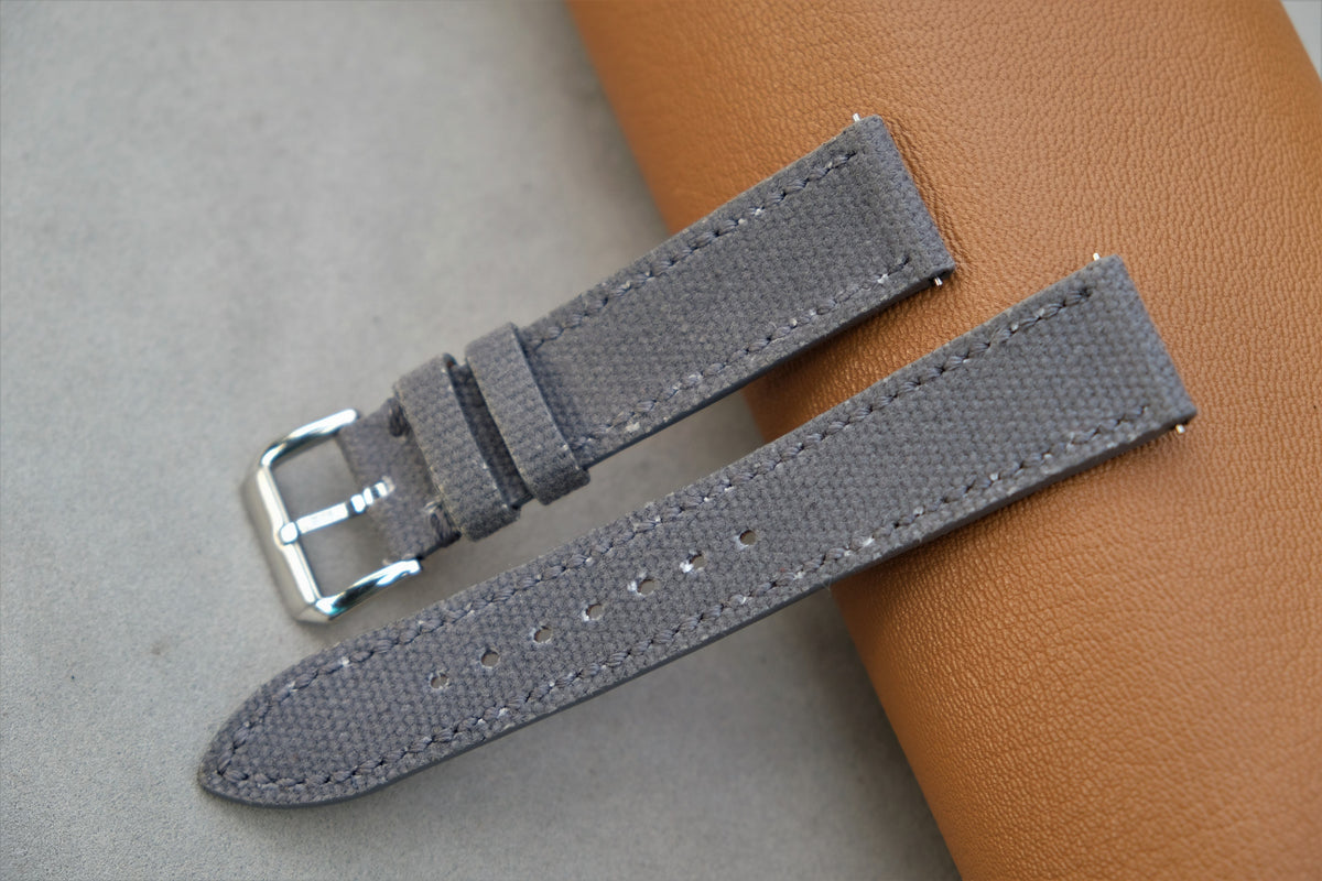 dark gray canvas leather watch strap – photo 2