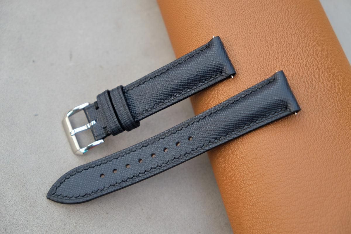dark blue saffiano leather watch strap – photo 2