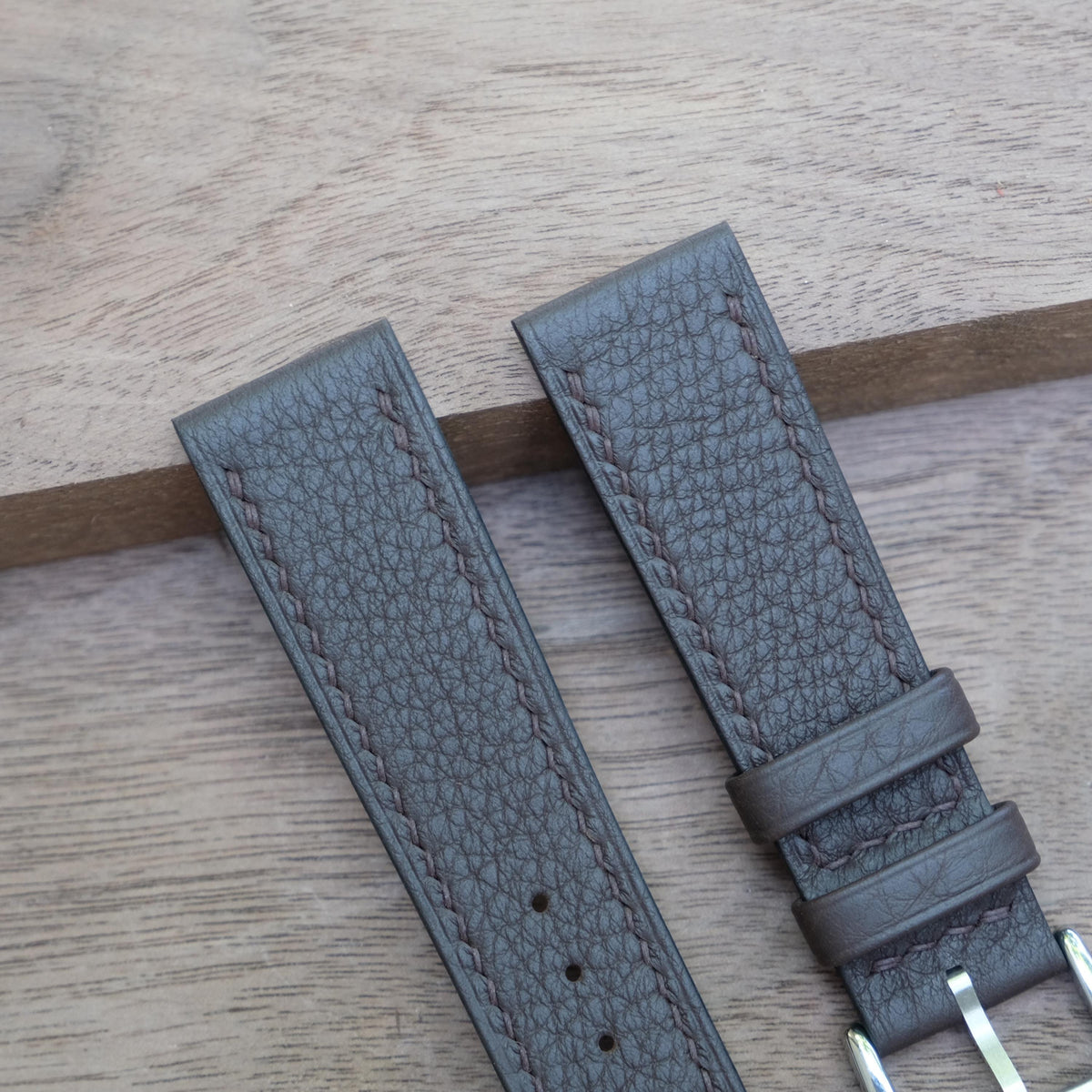 chocolate brown togo leather watch strap – photo 2