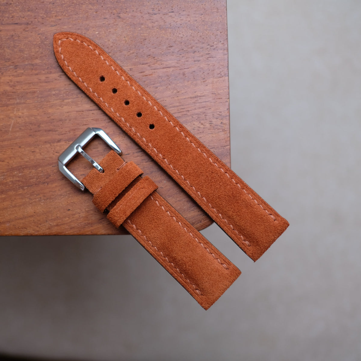 orange suede leather watch strap – photo 2