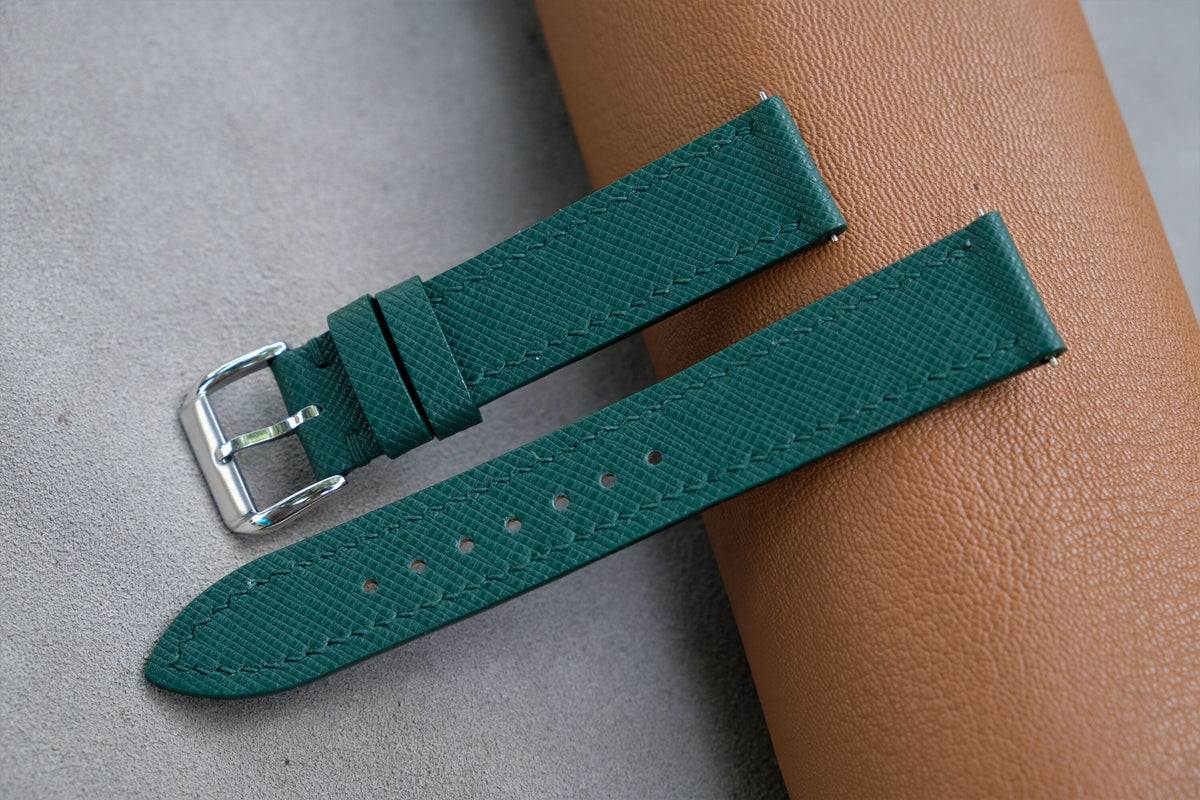 green saffiano leather watch strap – photo 2