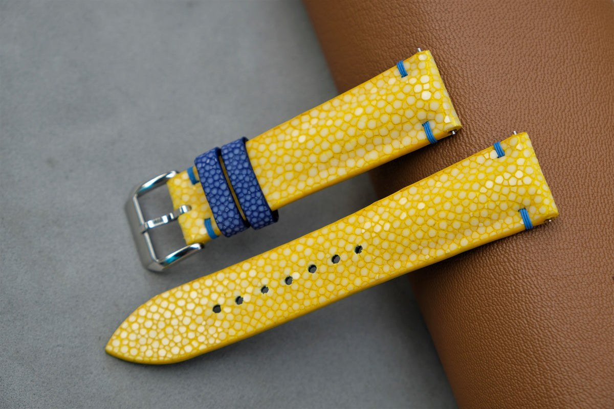 yellow stingray leather watch strap – photo 2