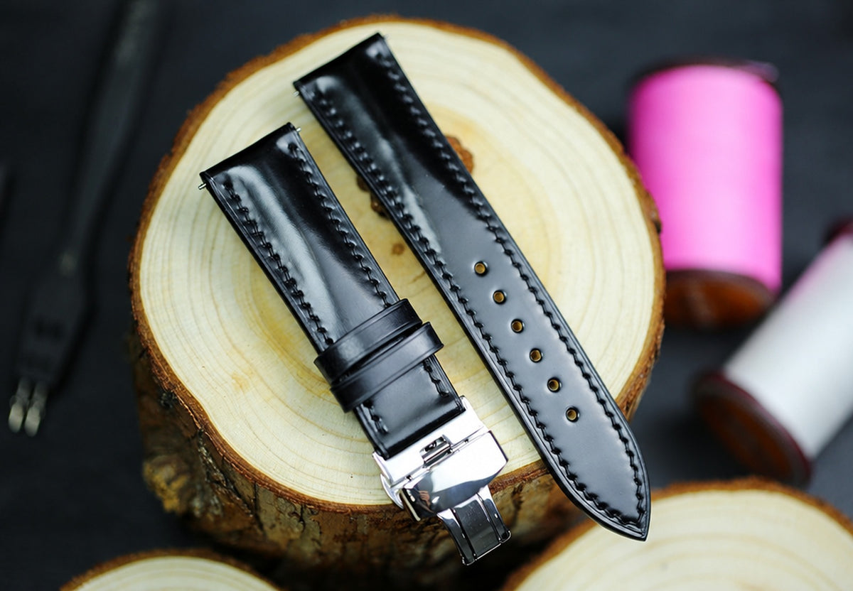 black shell cordovan leather watch strap – photo 2