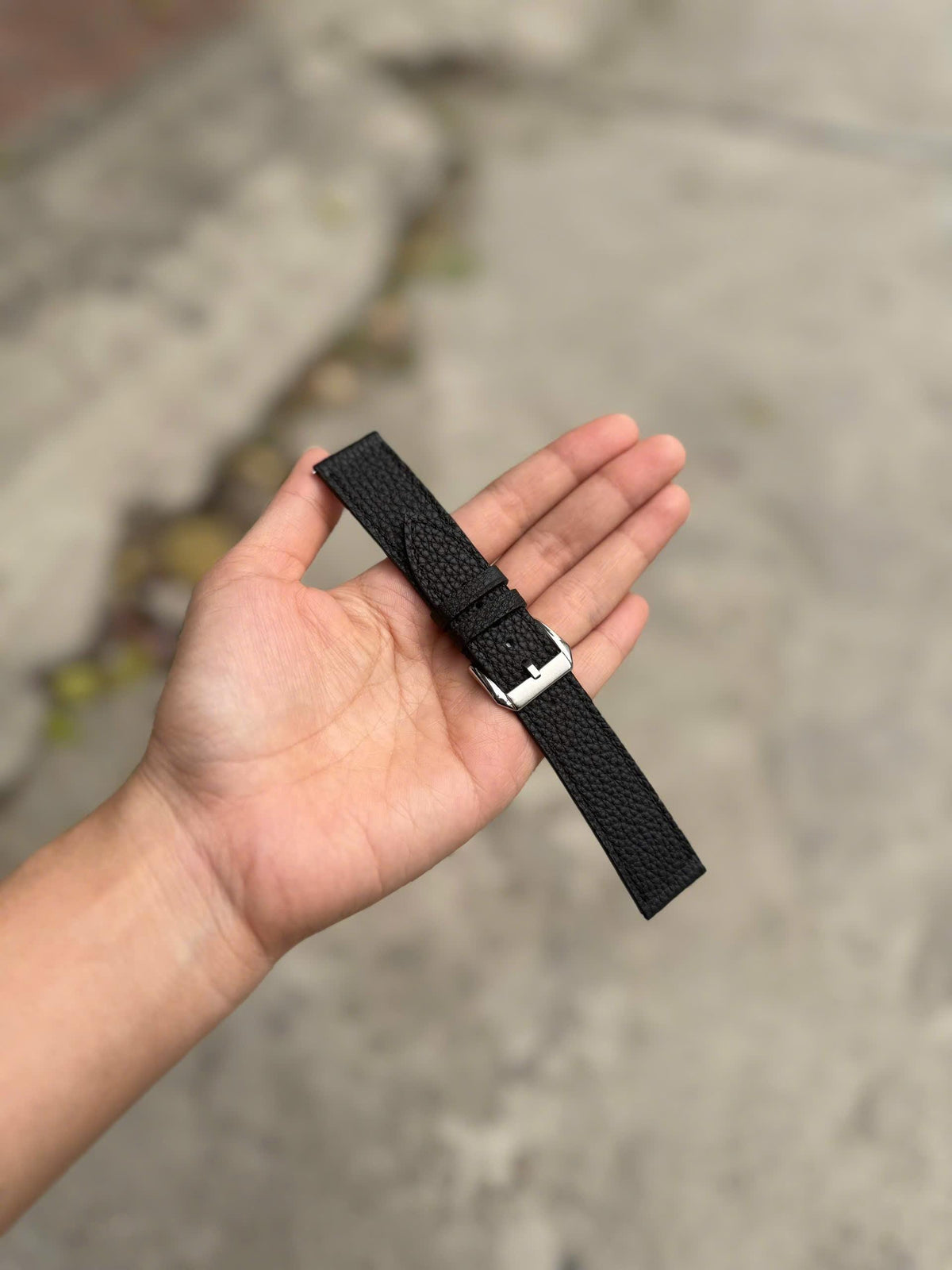 black togo leather watch strap – photo 2