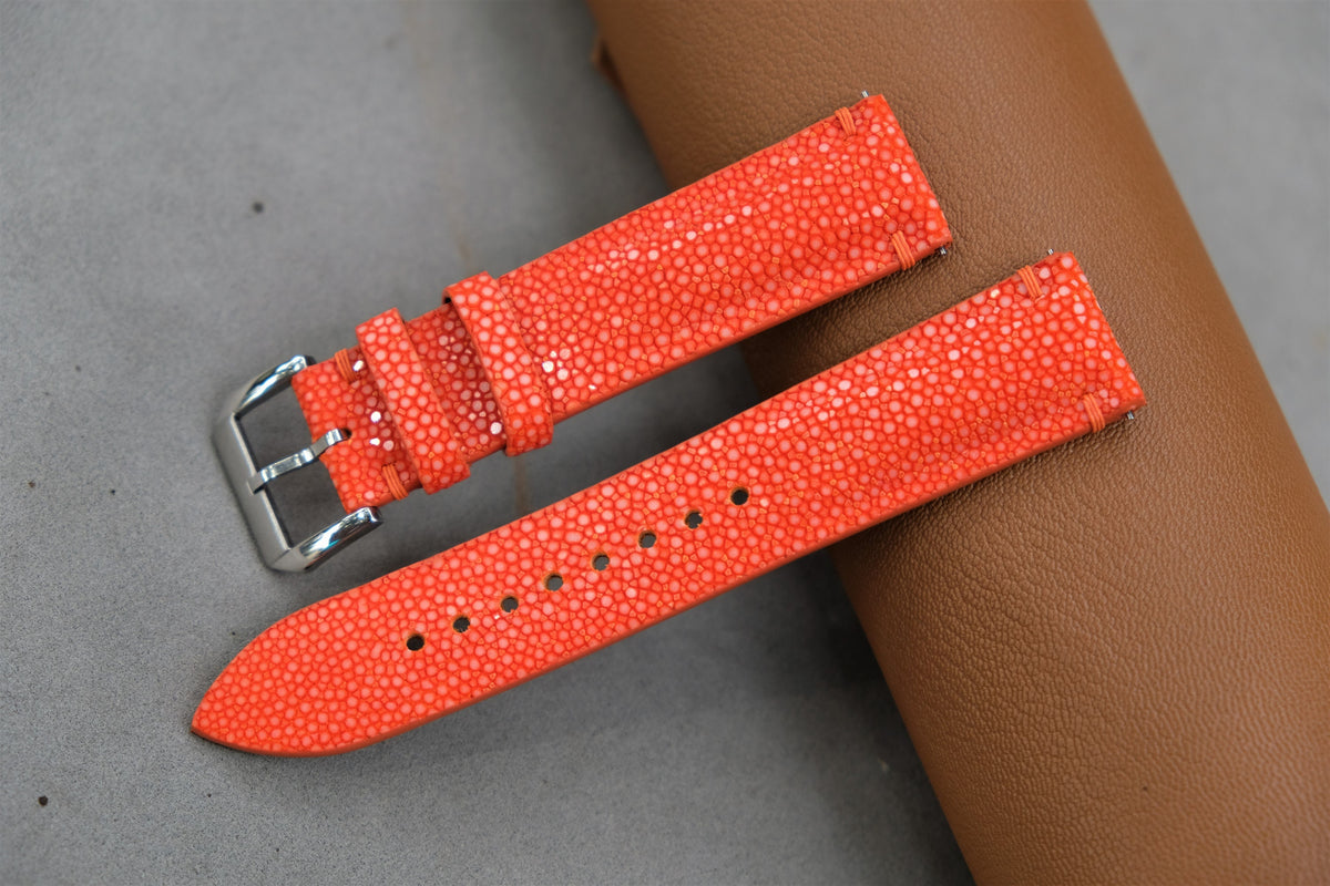 orange stingray leather watch strap – photo 2