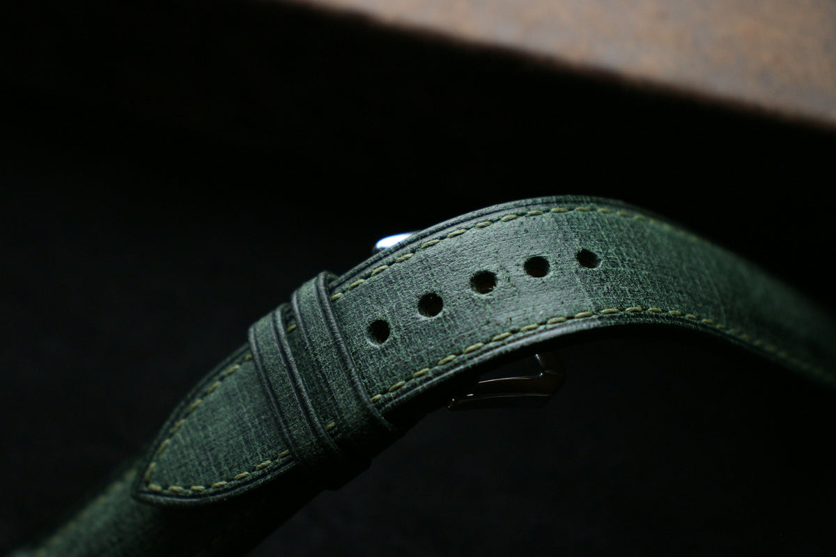 dark green babele leather watch strap – photo 2