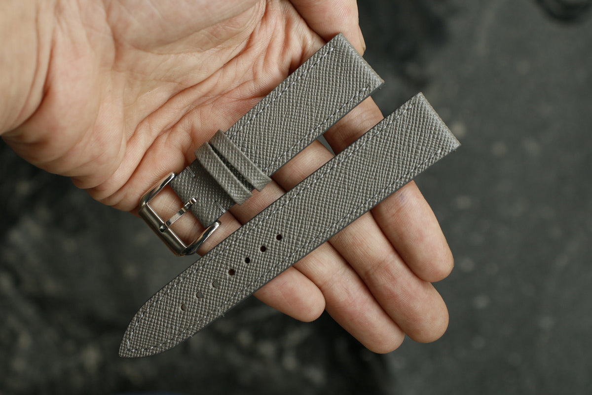 grey saffiano leather watch strap – photo 2