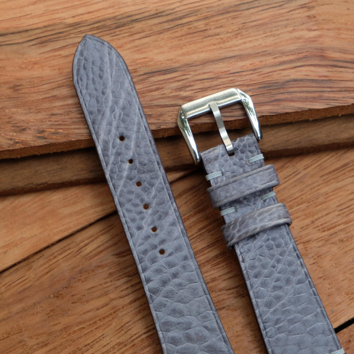 gray ostrich leg leather watch strap – photo 2