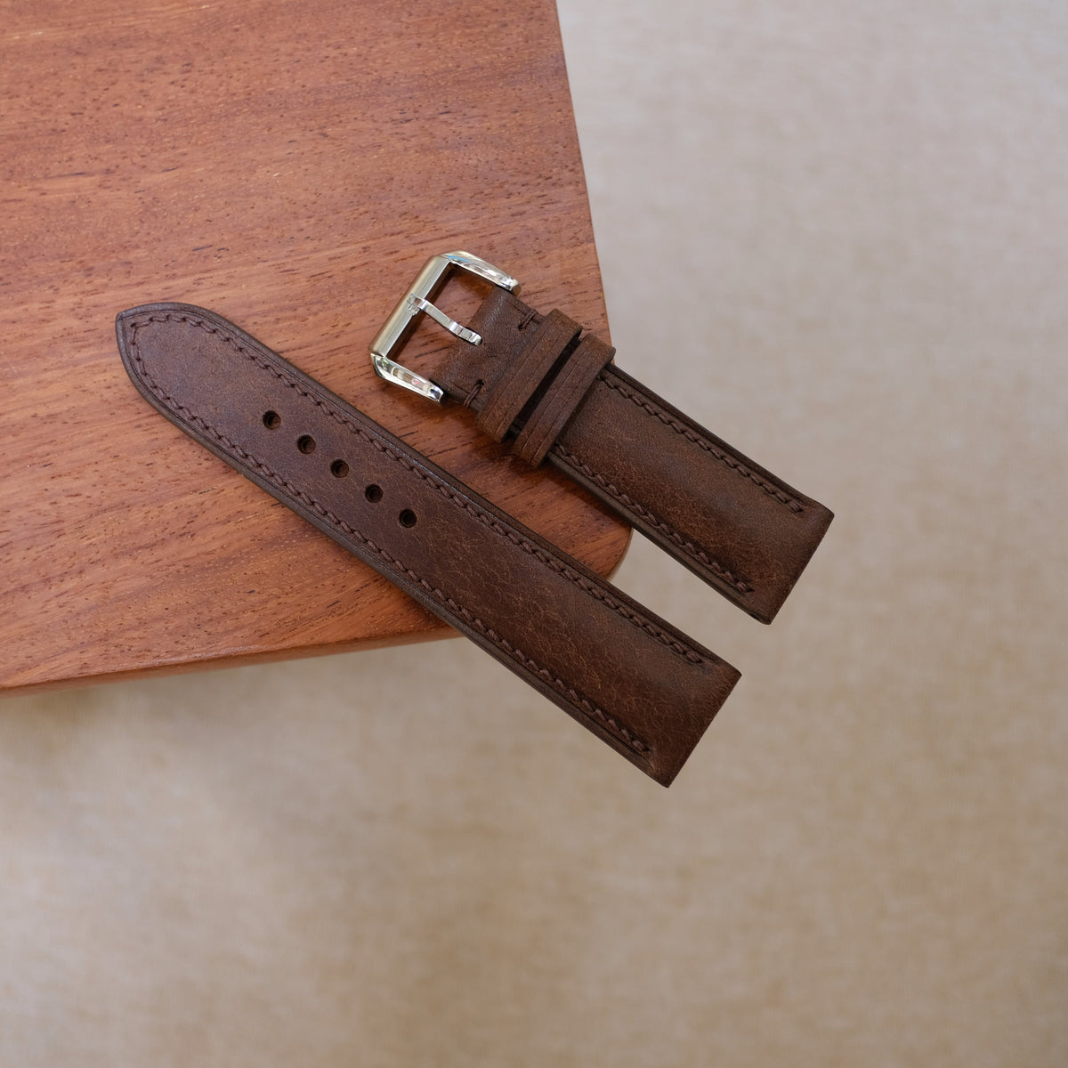 dark brown & tan pueblo leather watch strap – photo 2