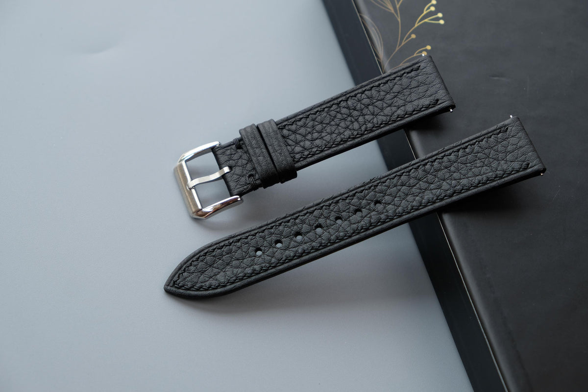 black togo leather watch strap – photo 2