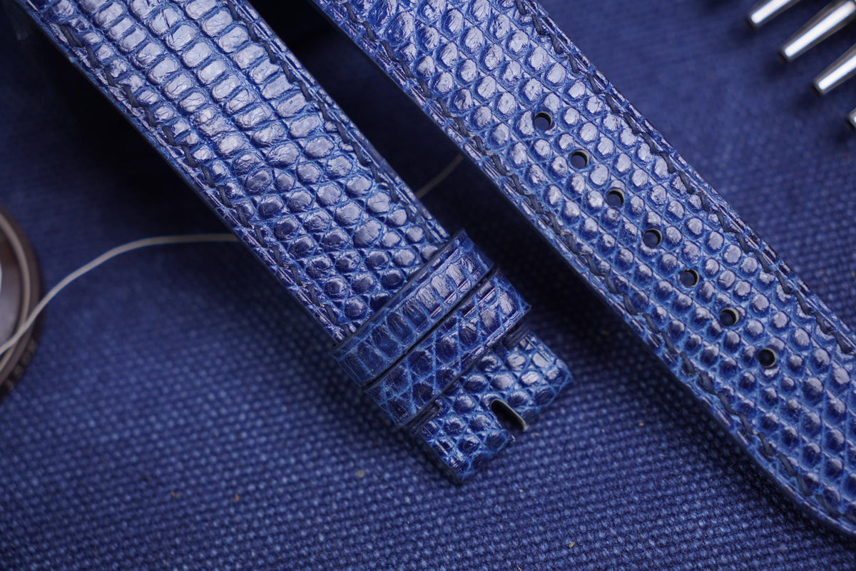 blue navy lizard leather watch strap – photo 2